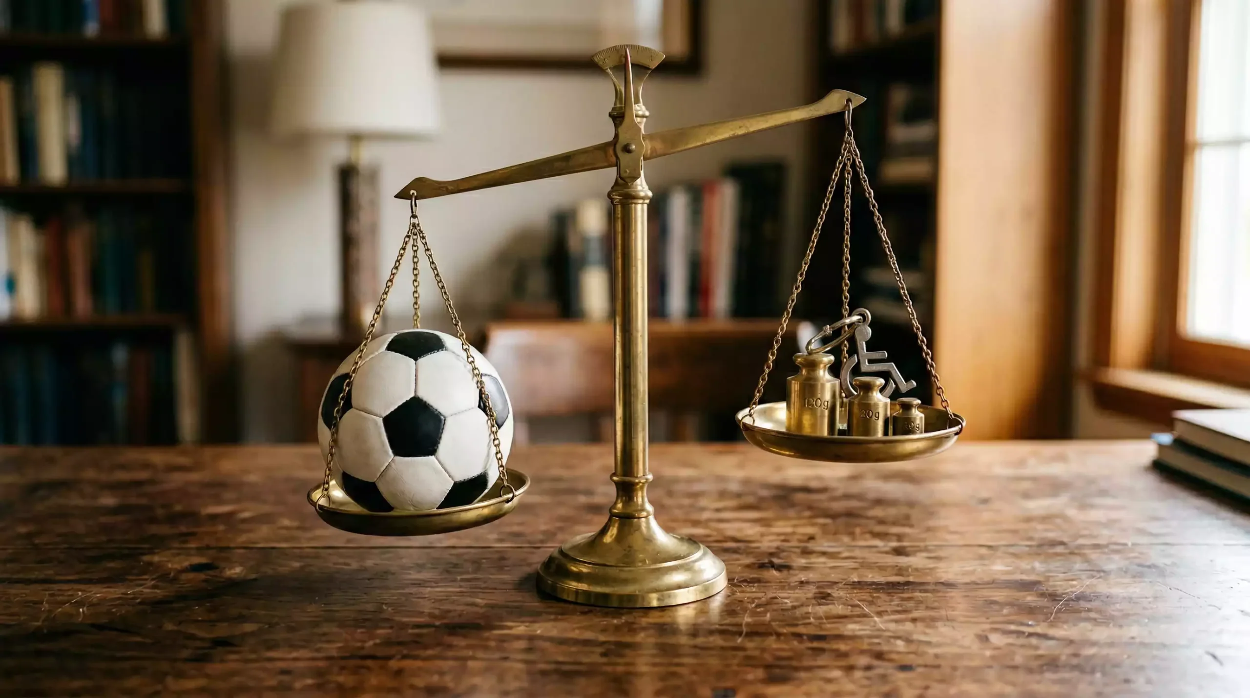 Asian Handicap erklärt – symbolische Balkenwaage mit einem Fußball auf einer Seite