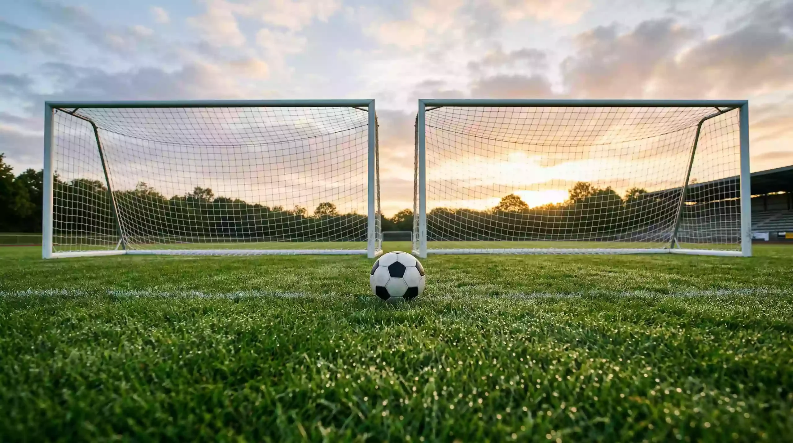 Doppelte Chance Wette – zwei Fußballtore nebeneinander auf einem grünen Rasen