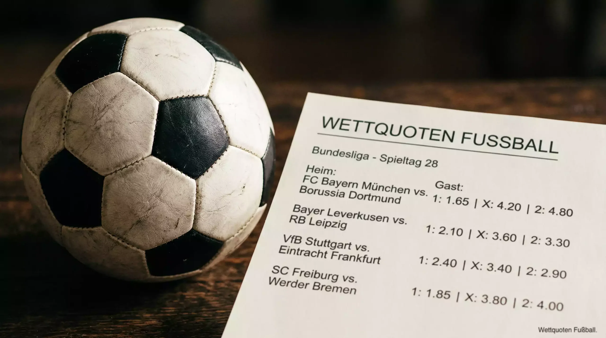 Kombiwetten Tipps – mehrere gestapelte Wettscheine auf einem Tisch neben einem Fußball
